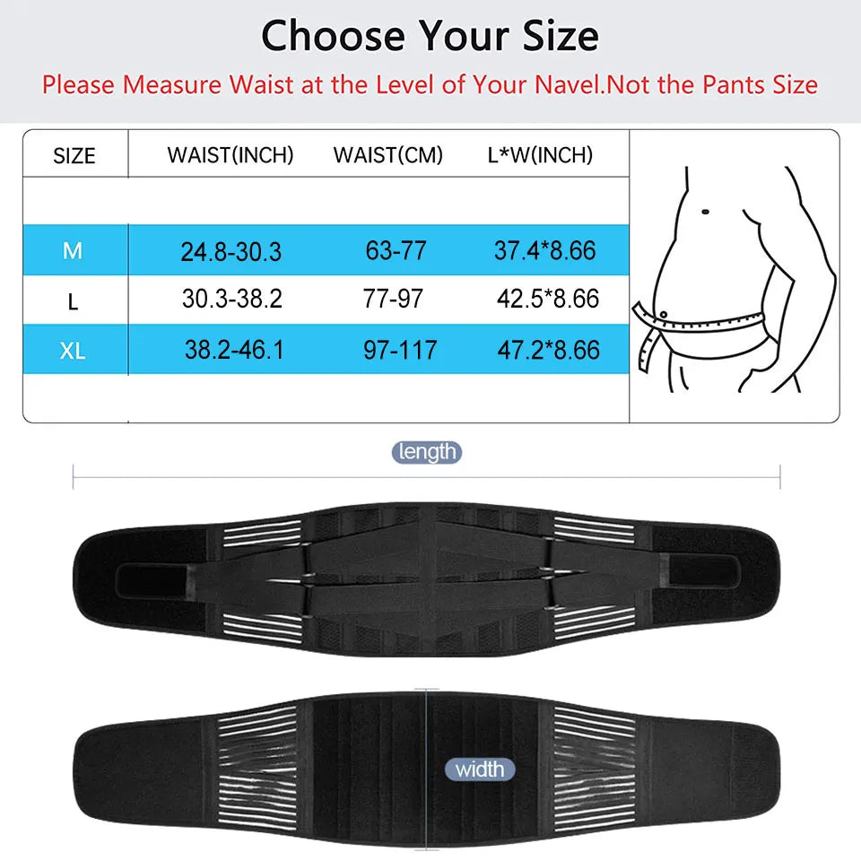 Back Brace Belt Pain Relief Lumbar Support Gym Sports Work Lifting Exercising