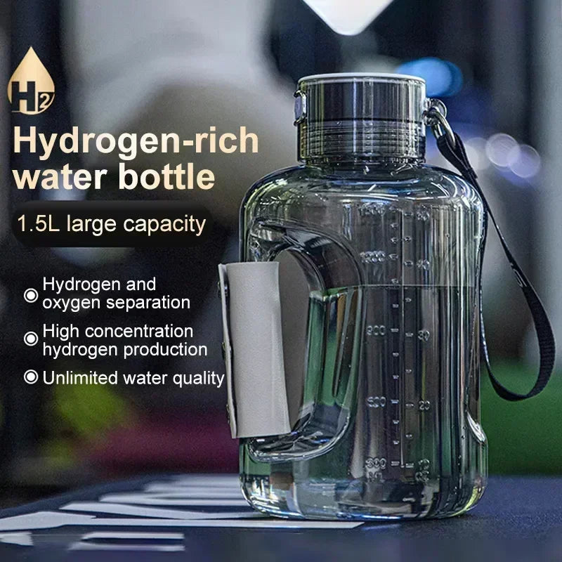 Hydrogen Water Bottle Portable Sports Water Bottle Large Capacity 1.5L Jug-Genie Health+Beauty Store