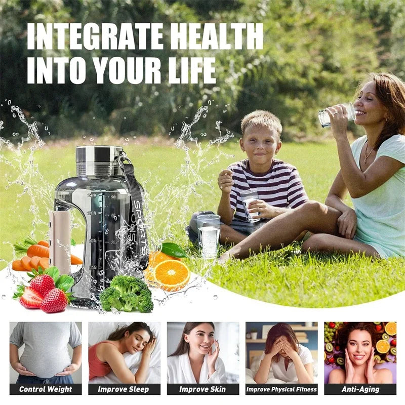 Hydrogen Water Bottle Portable Sports Water Bottle Large Capacity 1.5L Jug-Genie Health+Beauty Store