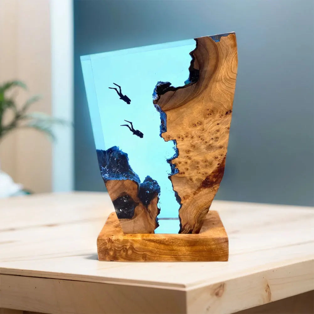 Desk Lamp Scuba Diving Seabed Exploring Deep Sea Divers Ocean Desk Lamp