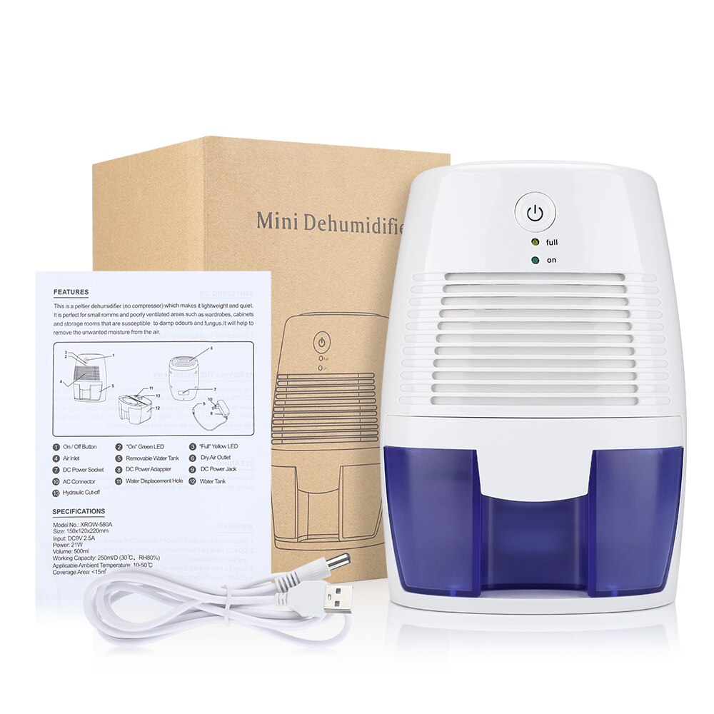Air Dehumidifier Mould Prevention Compact Removes Moisture 500ml Air Dryer-dehumidifiers-Genie Health+Beauty Store