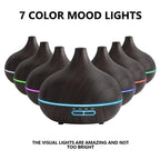 Essential Oils Aroma Diffuser Large 550ml Classic Wood USB With 7 LED Lights