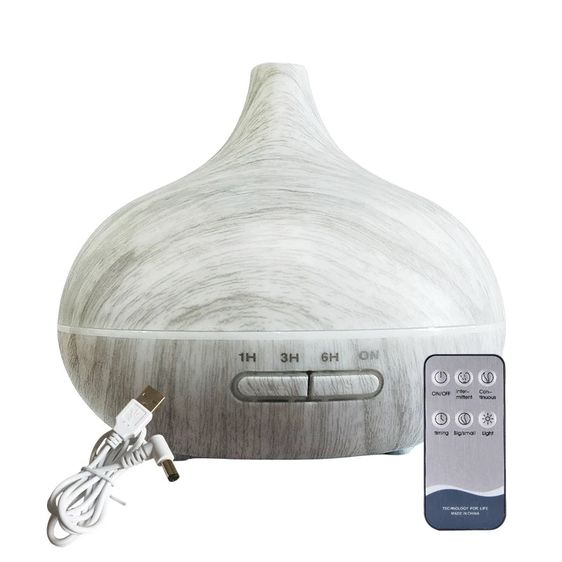 Aroma Diffuser Large 550ml Classic Wood USB Essential Oils 7 LED Lights Remote Control