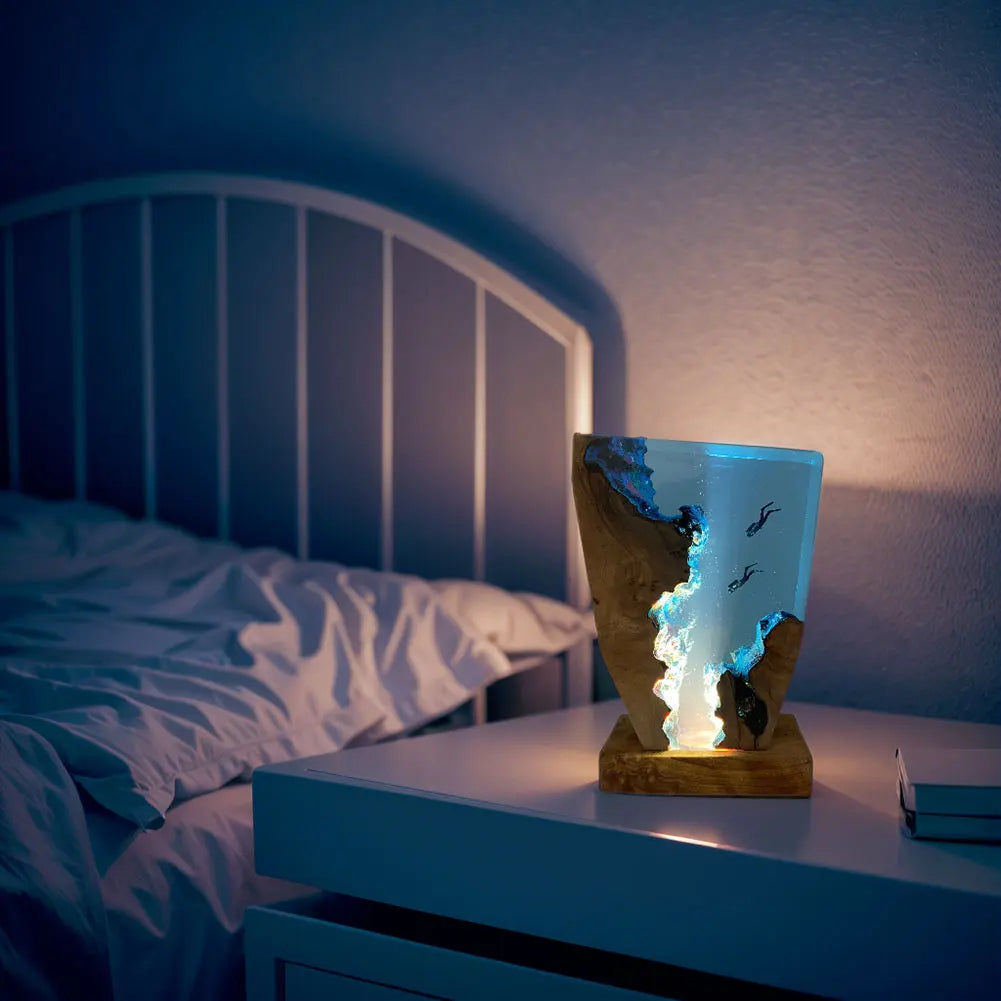 Desk Lamp Scuba Diving Seabed Exploring Deep Sea Divers Ocean Desk Lamp