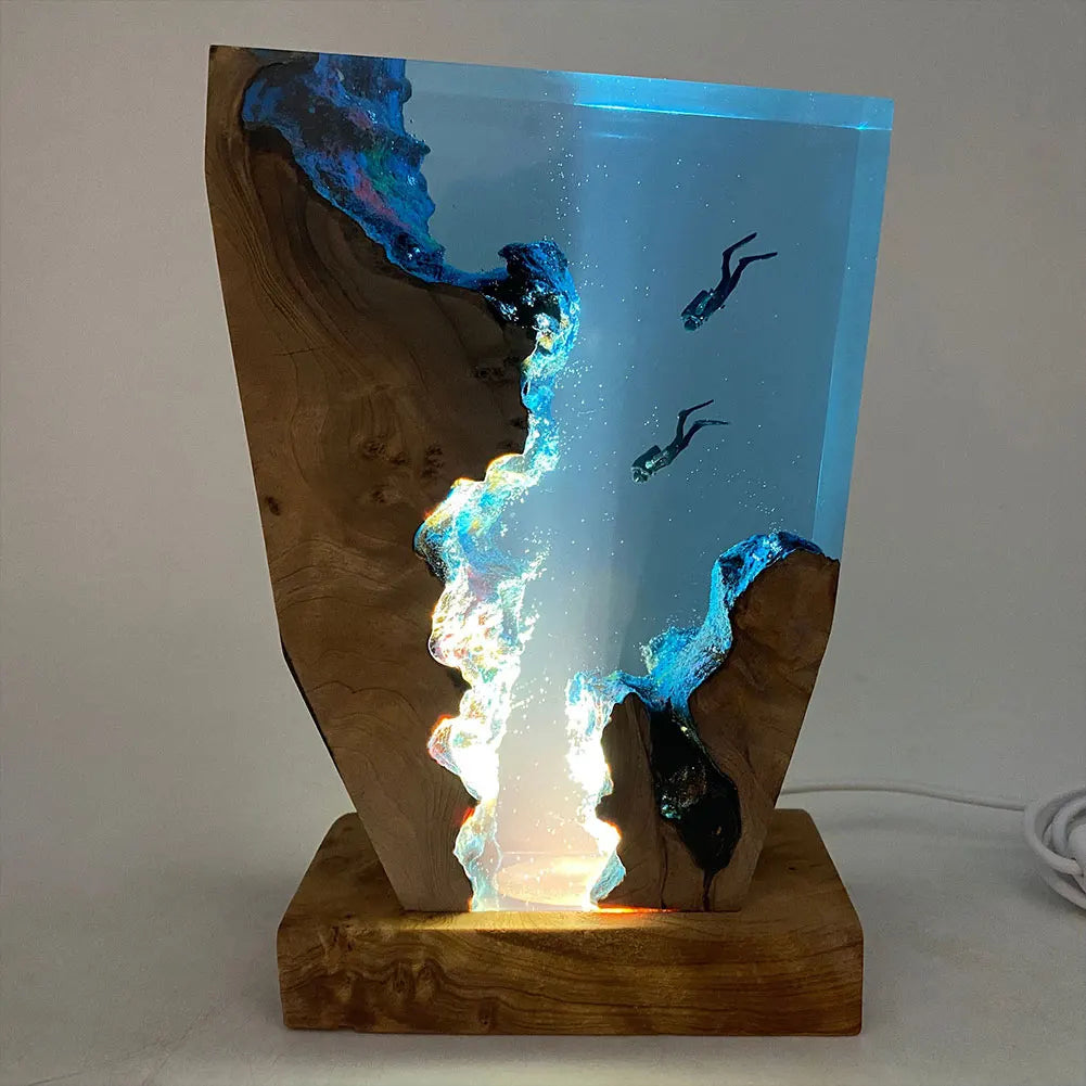 Desk Lamp Scuba Diving Seabed Exploring Deep Sea Divers Ocean Desk Lamp
