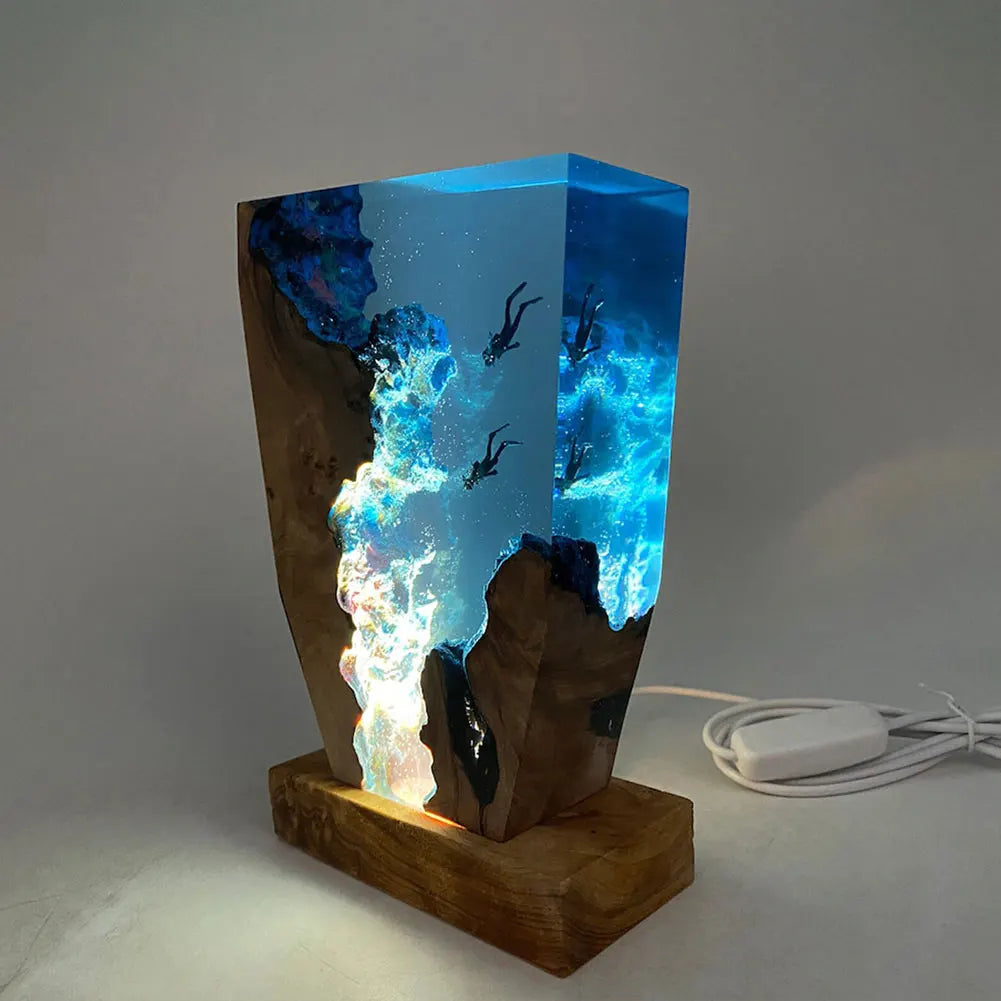 Desk Lamp Scuba Diving Seabed Exploring Deep Sea Divers Ocean Desk Lamp