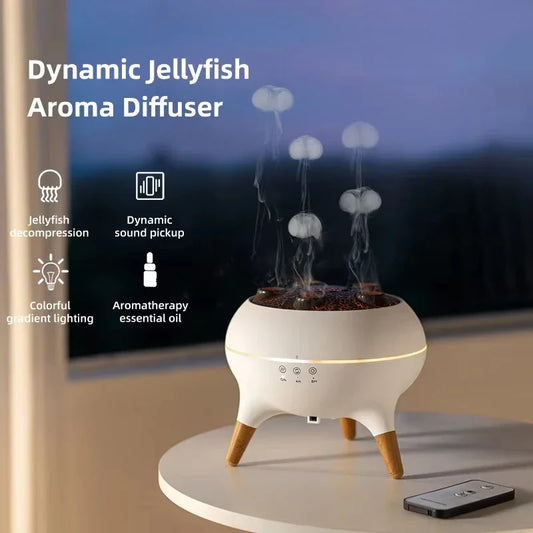 Dynamic Jellyfish Air Diffuser Essential Oil Vaporiser 250ml Remote Control With 7 Night Lights