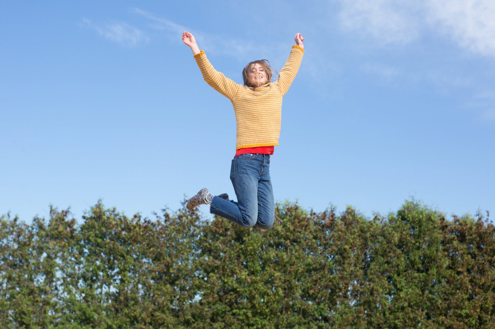 Woman jumping for joy 