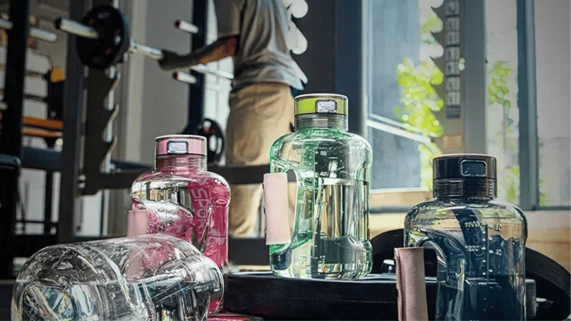 Portable Hydrogen Water bottles in a gym from Genie Superhealth Store 