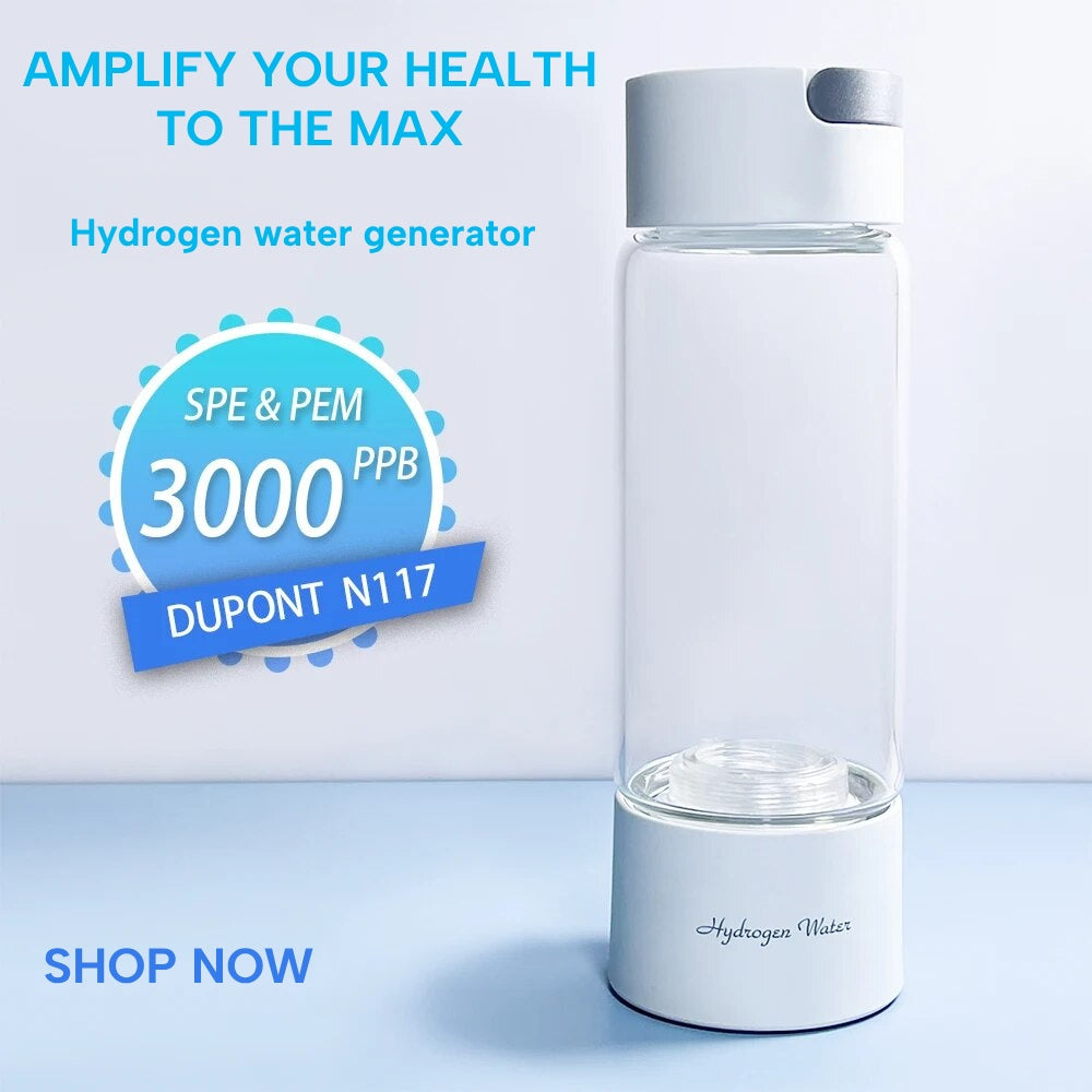 Hydrogen Water Generator Bottle DuPont Premium Membrane 380ml 3000ppb Ioniser Kit