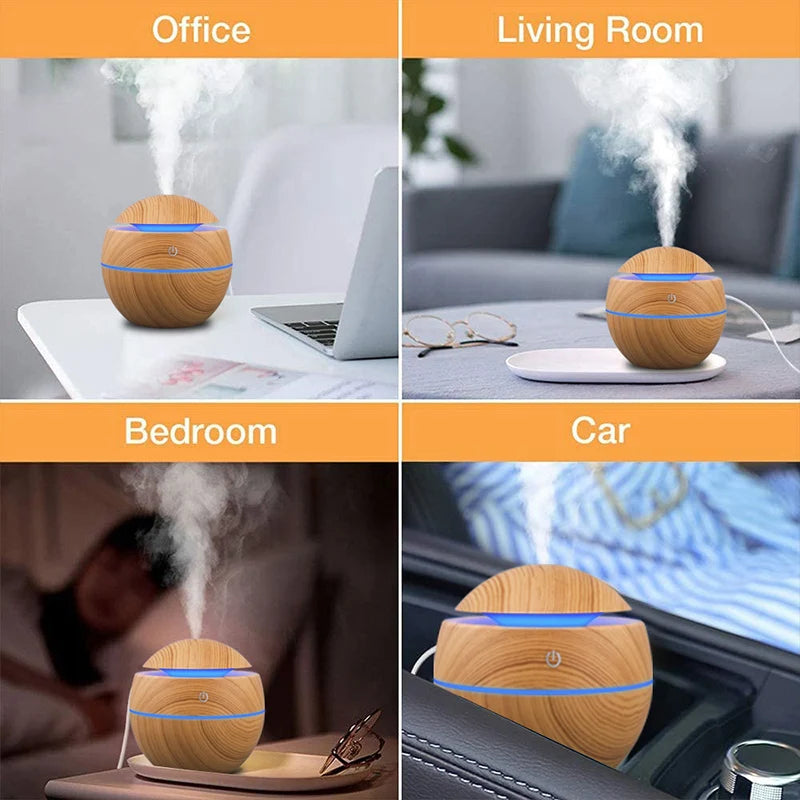 Stylish Mini Diffuser Aromatherapy Essential Oils Ultrasonic With 10 Wicks-Cotton Swabs-Mini Essential Oils Aromatherapy Stylish Diffuser with LED Lighting - At-Home Spa Feeling-Genie Health+Beauty Store