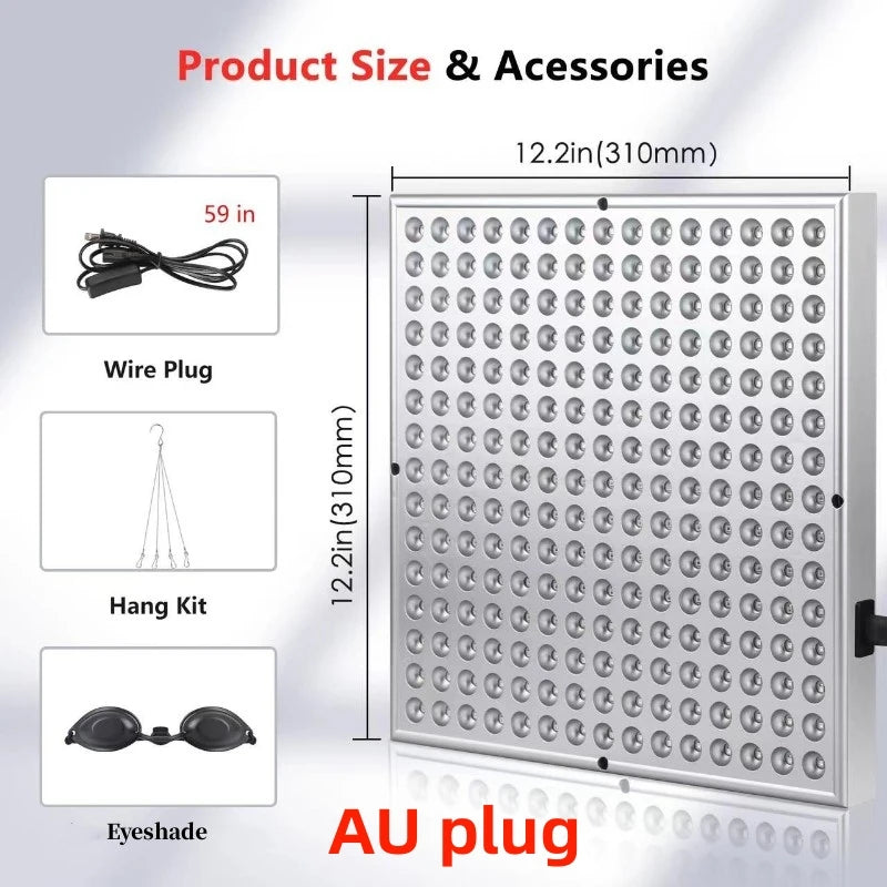 Red Light Panel 225 LEDs Infrared Therapy Panel Skin Repair Anti-Ageing Pain Relief 31cm / 12inch-red light therapy-Genie Health+Beauty Store