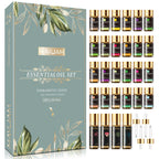 Essential Oils Gift Box 28-pcs Value Set With 4 Refillable Rollers 4 Droppers