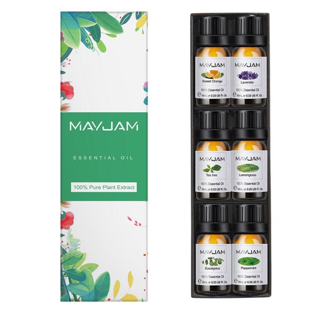 Essential Oils 6-piece Gift Box Set Aromatherapy Relaxing Massage-Essential oils-Genie Health+Beauty Store