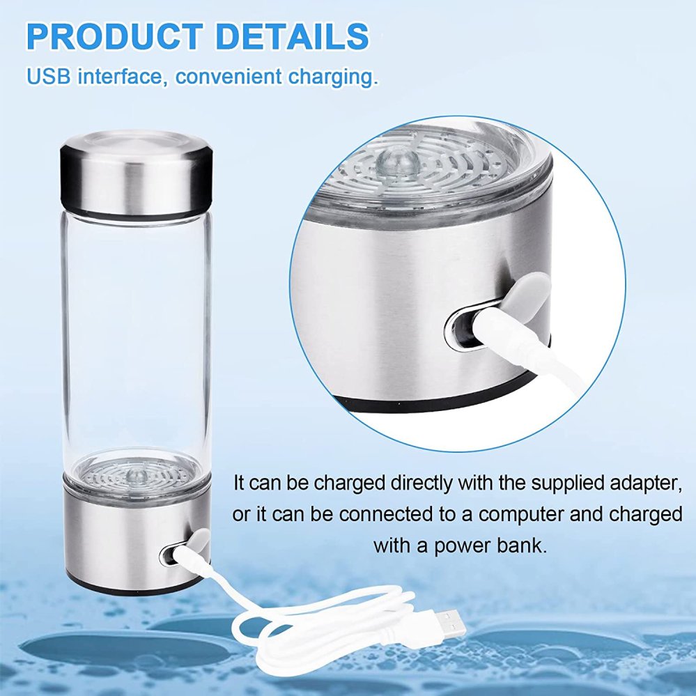 Hydrogen Water Bottle Maker 420ml Generator Ioniser Health Drink 1200mAh