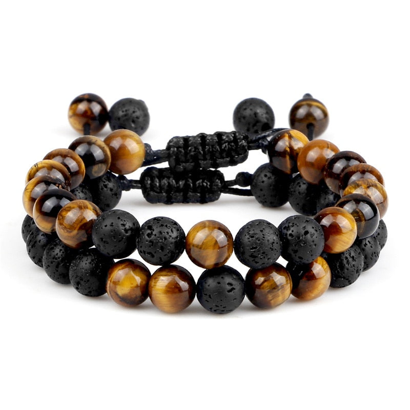 Lava Stones Power Bracelet Consciousness Tiger's Eye Fortune Lucky Charm-Lava Rock Natural Tiger's Eye bracelet-Genie Health+Beauty Store