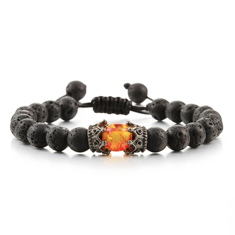 Lava Stones Power Bracelet Consciousness Tiger's Eye Fortune Lucky Charm-Lava Rock Natural Tiger's Eye bracelet-Genie Health+Beauty Store
