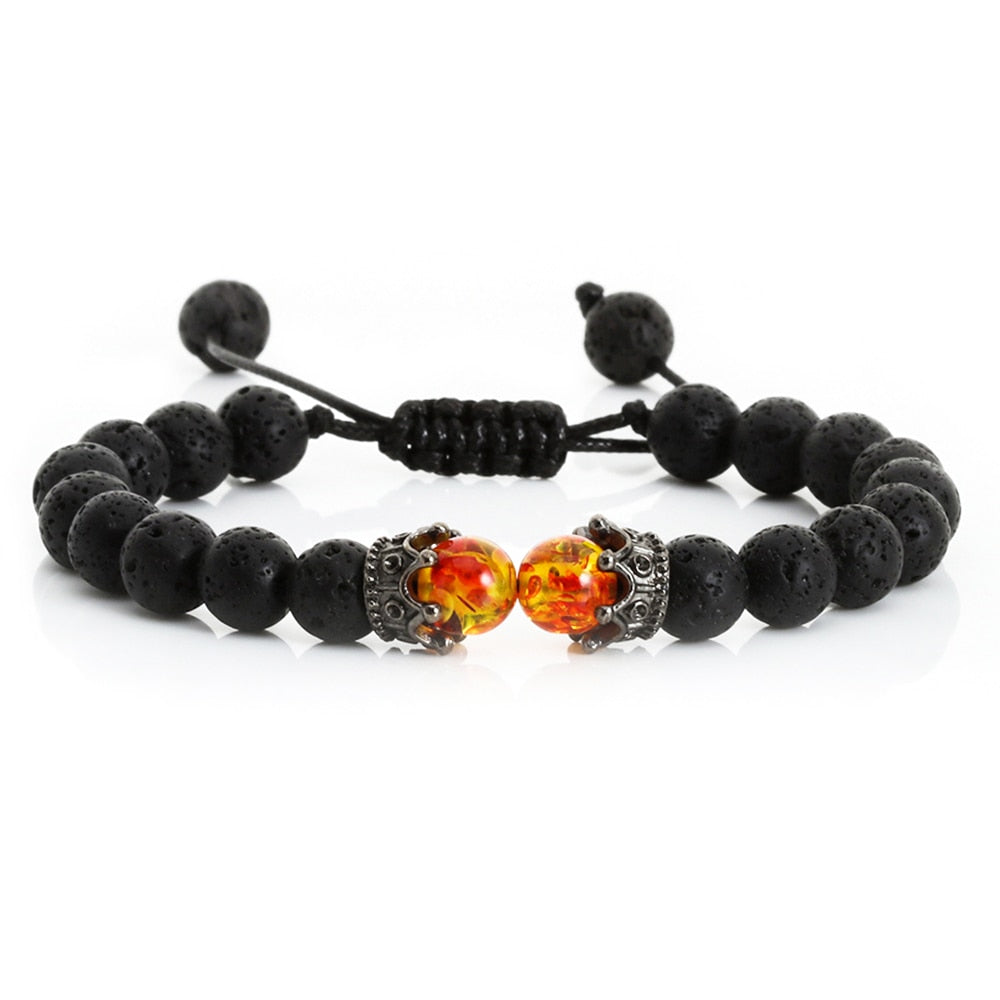 Lava Stones Power Bracelet Consciousness Tiger's Eye Fortune Lucky Charm-Lava Rock Natural Tiger's Eye bracelet-Genie Health+Beauty Store
