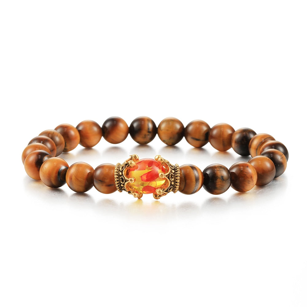 Lava Stones Power Bracelet Consciousness Tiger's Eye Fortune Lucky Charm-Lava Rock Natural Tiger's Eye bracelet-Genie Health+Beauty Store