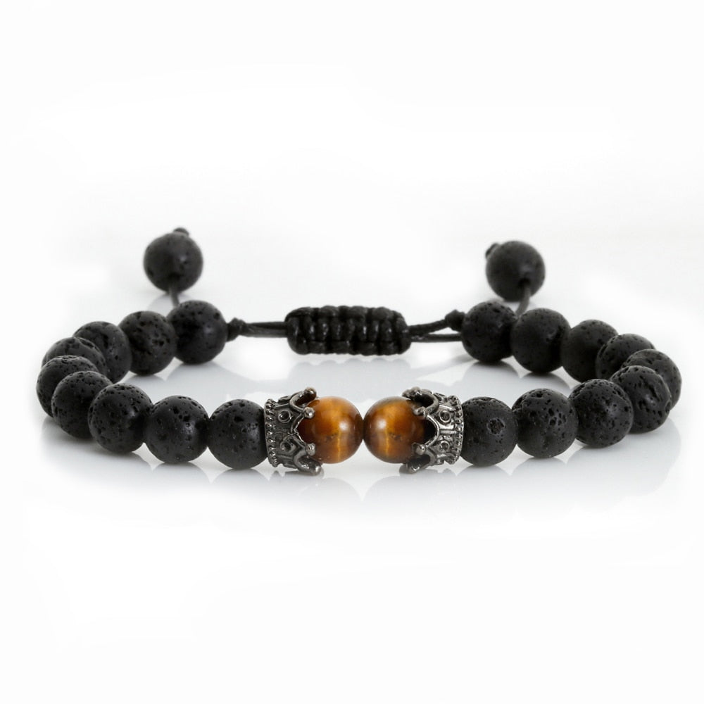 Lava Stones Power Bracelet Consciousness Tiger's Eye Fortune Lucky Charm-Lava Rock Natural Tiger's Eye bracelet-Genie Health+Beauty Store