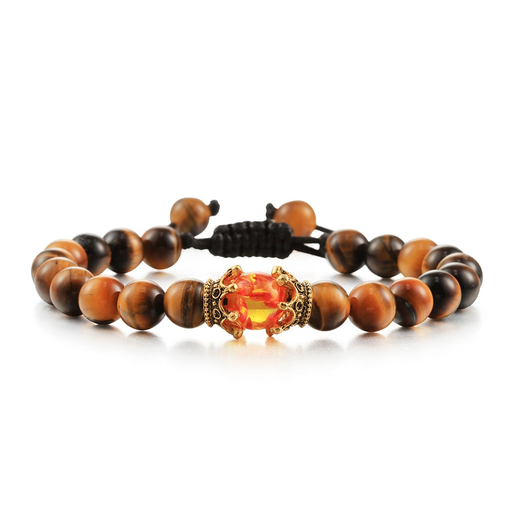 Lava Stones Power Bracelet Consciousness Tiger's Eye Fortune Lucky Charm-Lava Rock Natural Tiger's Eye bracelet-Genie Health+Beauty Store