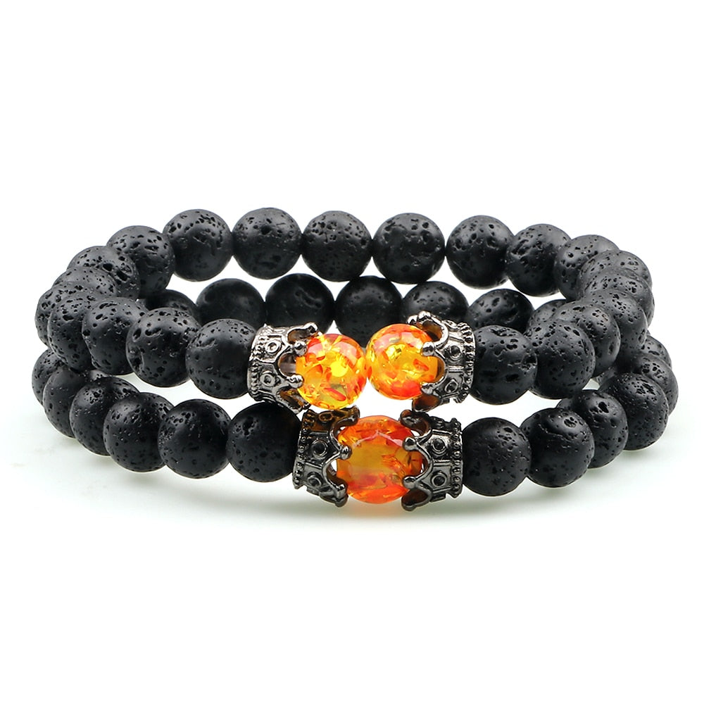 Lava Stones Power Bracelet Consciousness Tiger's Eye Fortune Lucky Charm-Lava Rock Natural Tiger's Eye bracelet-Genie Health+Beauty Store