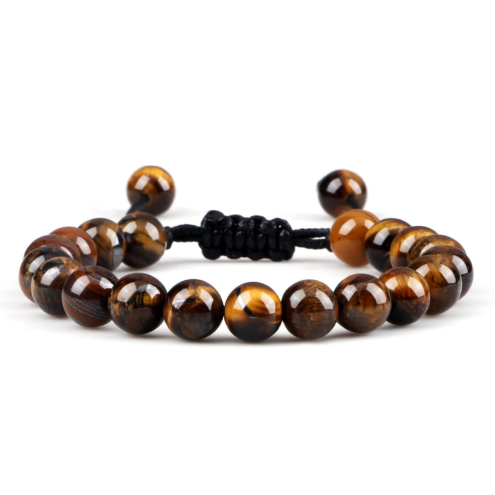Lava Stones Power Bracelet Consciousness Tiger's Eye Fortune Lucky Charm-Lava Rock Natural Tiger's Eye bracelet-Genie Health+Beauty Store