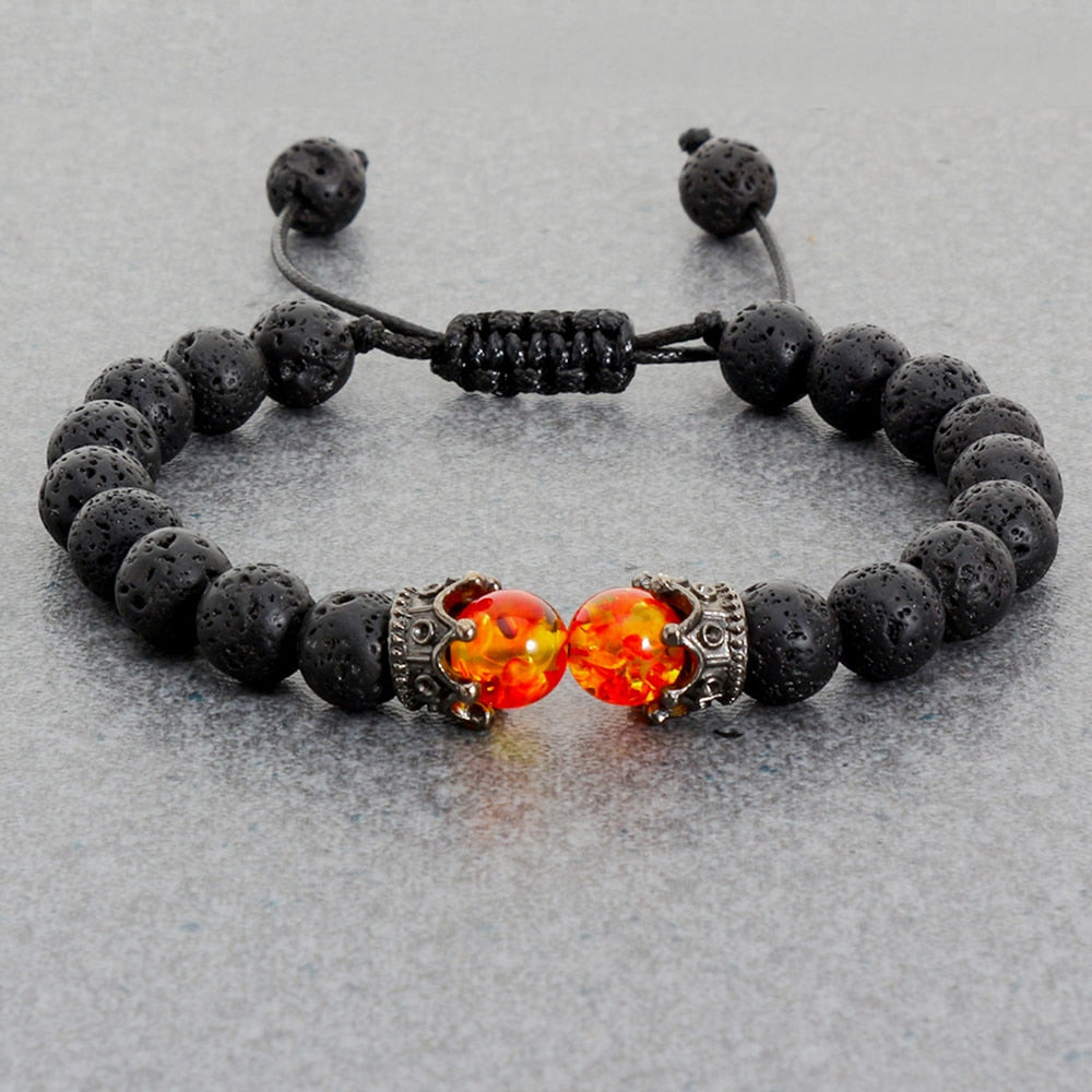 Lava Stones Power Bracelet Consciousness Tiger's Eye Fortune Lucky Charm-Lava Rock Natural Tiger's Eye bracelet-Genie Health+Beauty Store