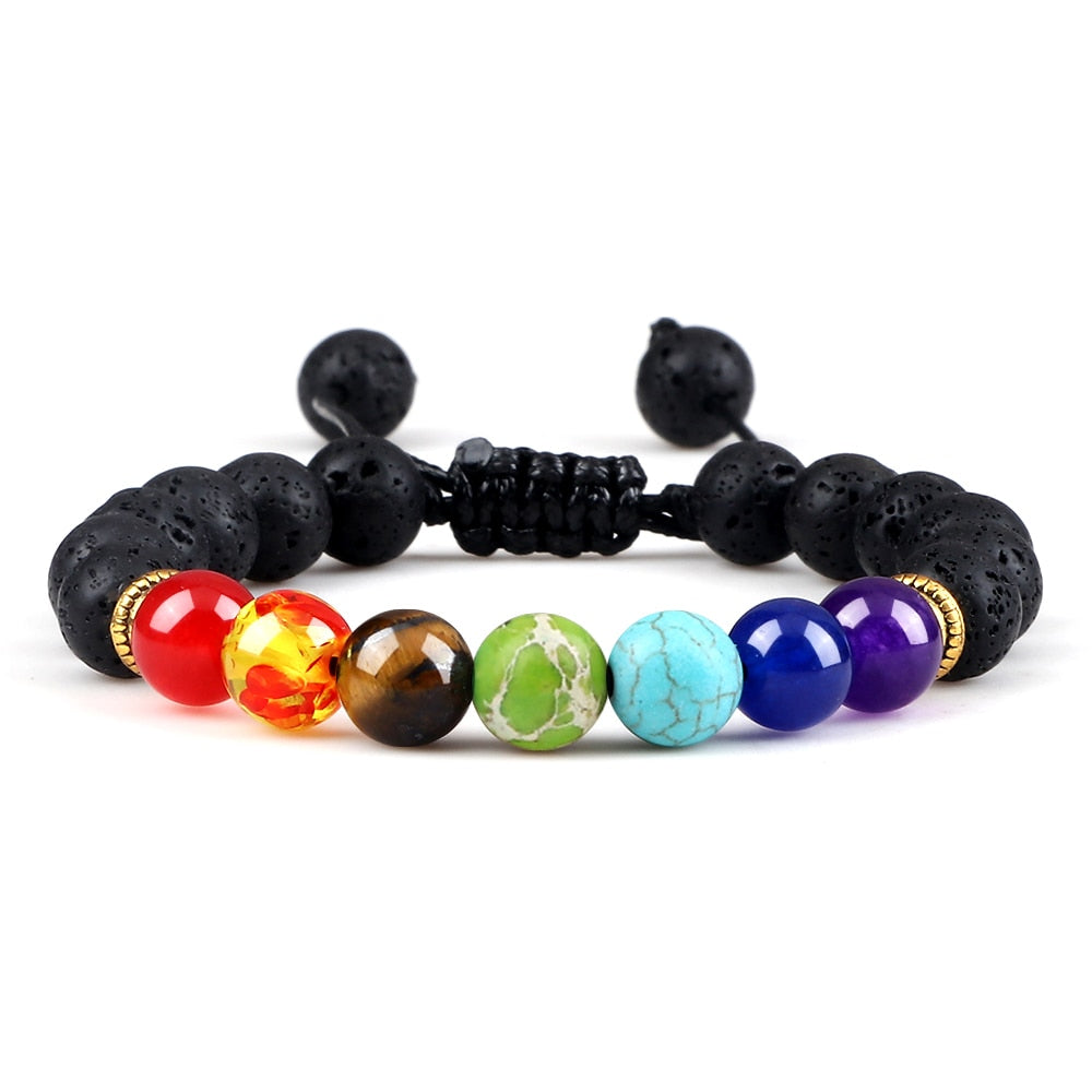 Lava Stones Power Bracelet Consciousness Tiger's Eye Fortune Lucky Charm-Lava Rock Natural Tiger's Eye bracelet-Genie Health+Beauty Store