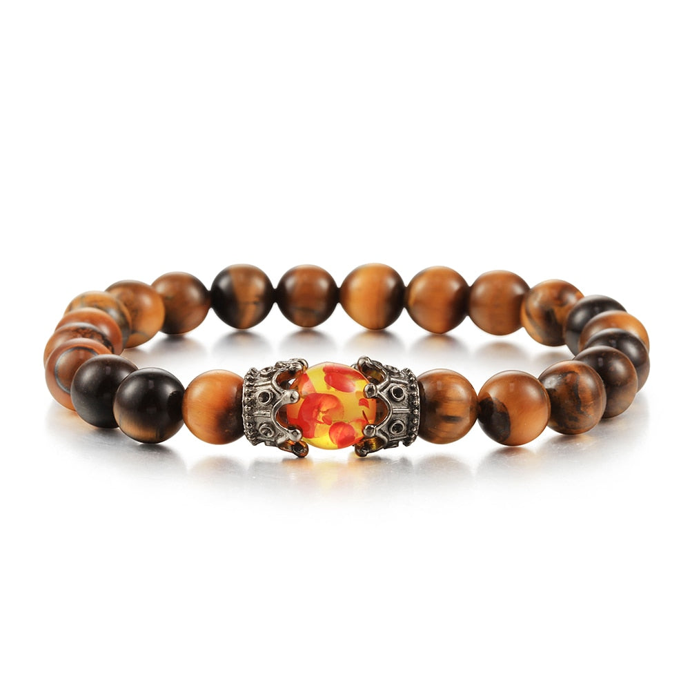 Lava Stones Power Bracelet Consciousness Tiger's Eye Fortune Lucky Charm-Lava Rock Natural Tiger's Eye bracelet-Genie Health+Beauty Store