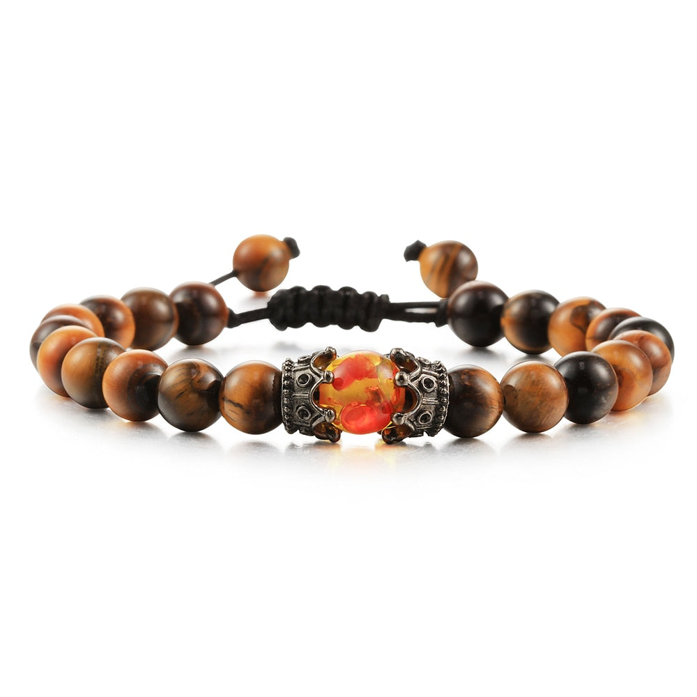 Lava Stones Power Bracelet Consciousness Tiger's Eye Fortune Lucky Charm-Lava Rock Natural Tiger's Eye bracelet-Genie Health+Beauty Store