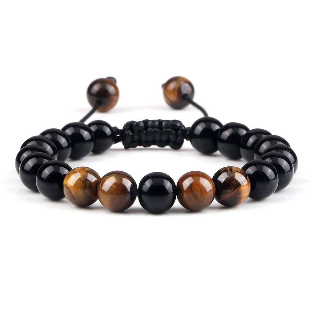 Lava Stones Power Bracelet Consciousness Tiger's Eye Fortune Lucky Charm-Lava Rock Natural Tiger's Eye bracelet-Genie Health+Beauty Store
