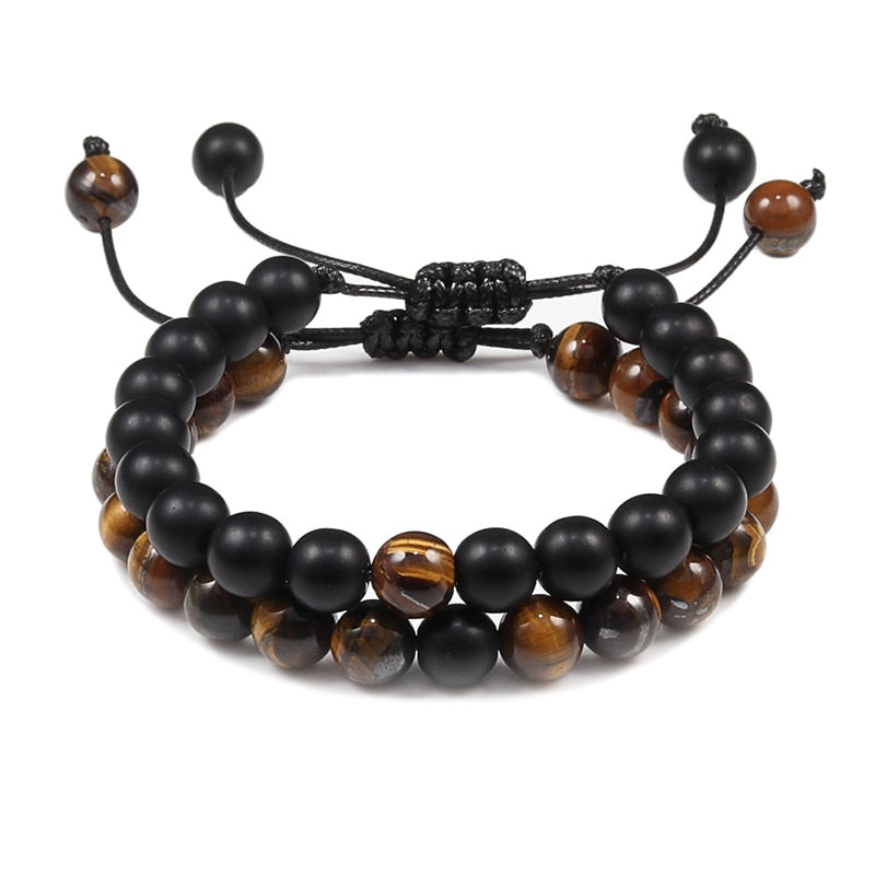 Lava Stones Power Bracelet Consciousness Tiger's Eye Fortune Lucky Charm-Lava Rock Natural Tiger's Eye bracelet-Genie Health+Beauty Store