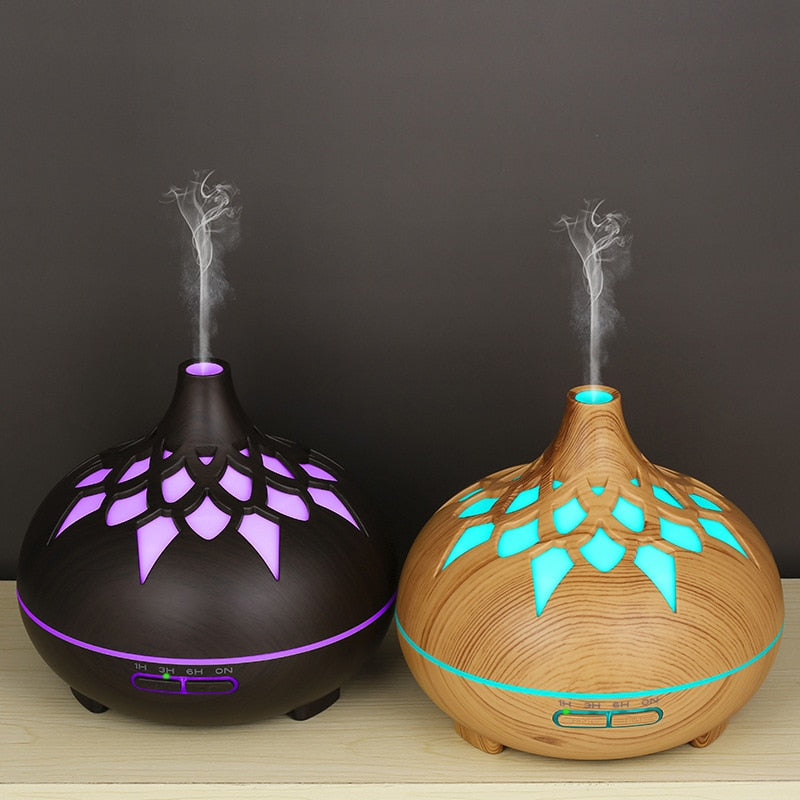 Essential Oils Aroma 500ml Lotus Diffuser With Remote + 7 Light Modes + 4 Timers