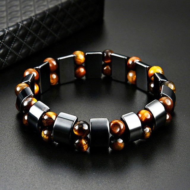 Energy Consciousness Bracelet Tiger's Eye Hematite Frosted Agate