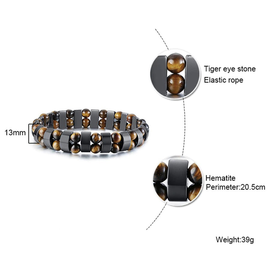 Energy Consciousness Bracelet Tiger's Eye Hematite Frosted Agate